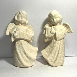 Vintage Christmas Angels playing Musical Instruments set of 2